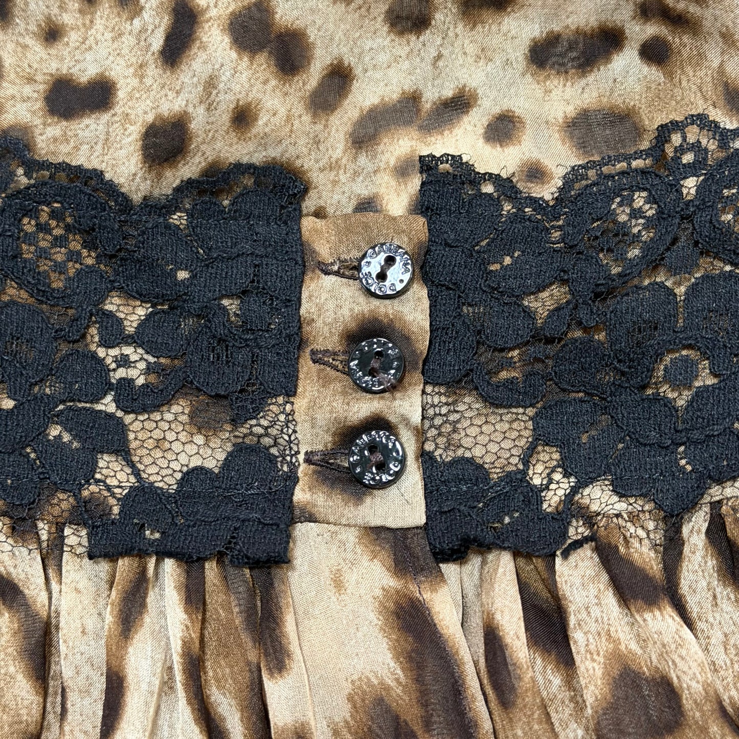 DOLCE&GABBANA Leopard Print Silk Camisole with Lace Trim