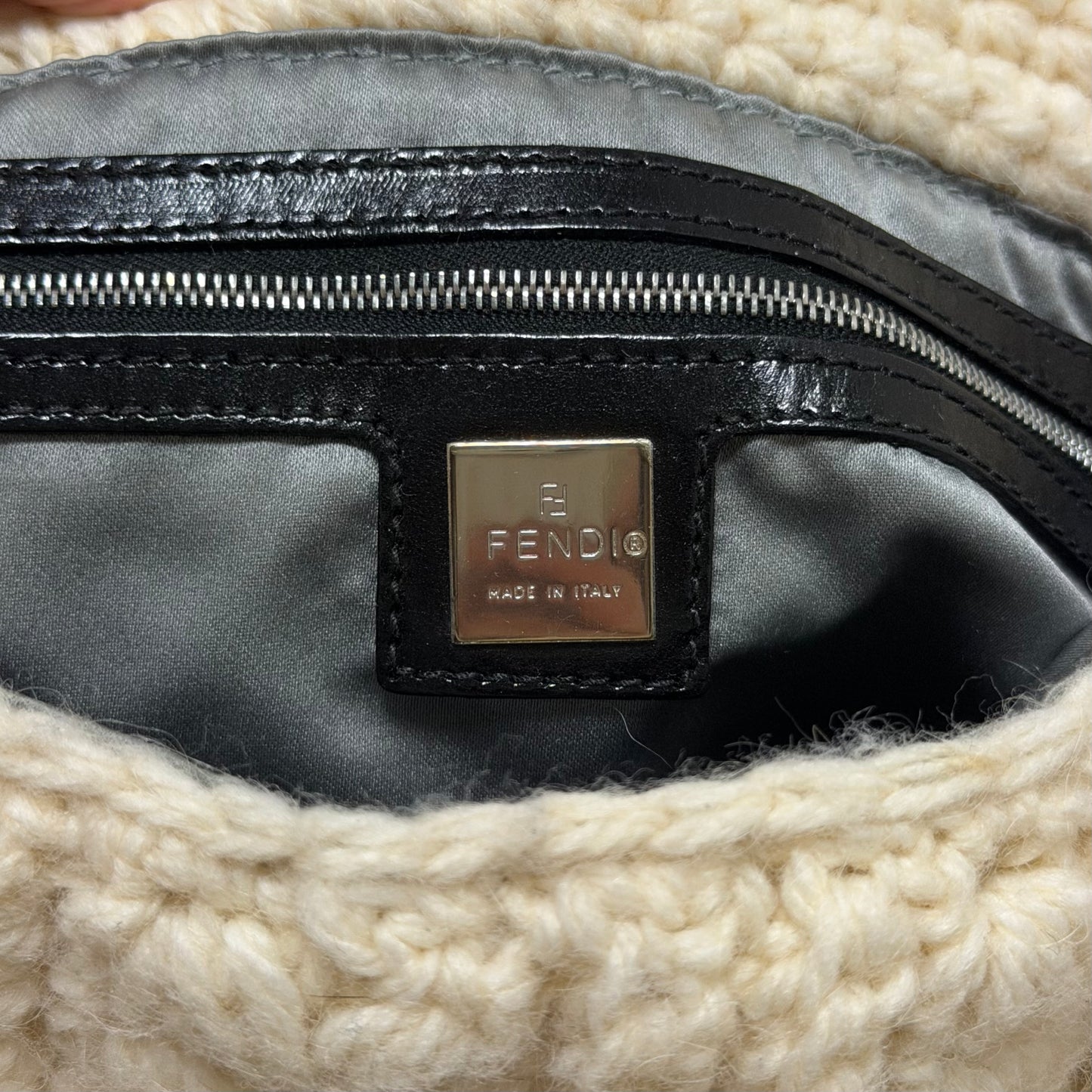 FENDI Fall Winter 1999 Bobble Knit Mamma Baguette Bag