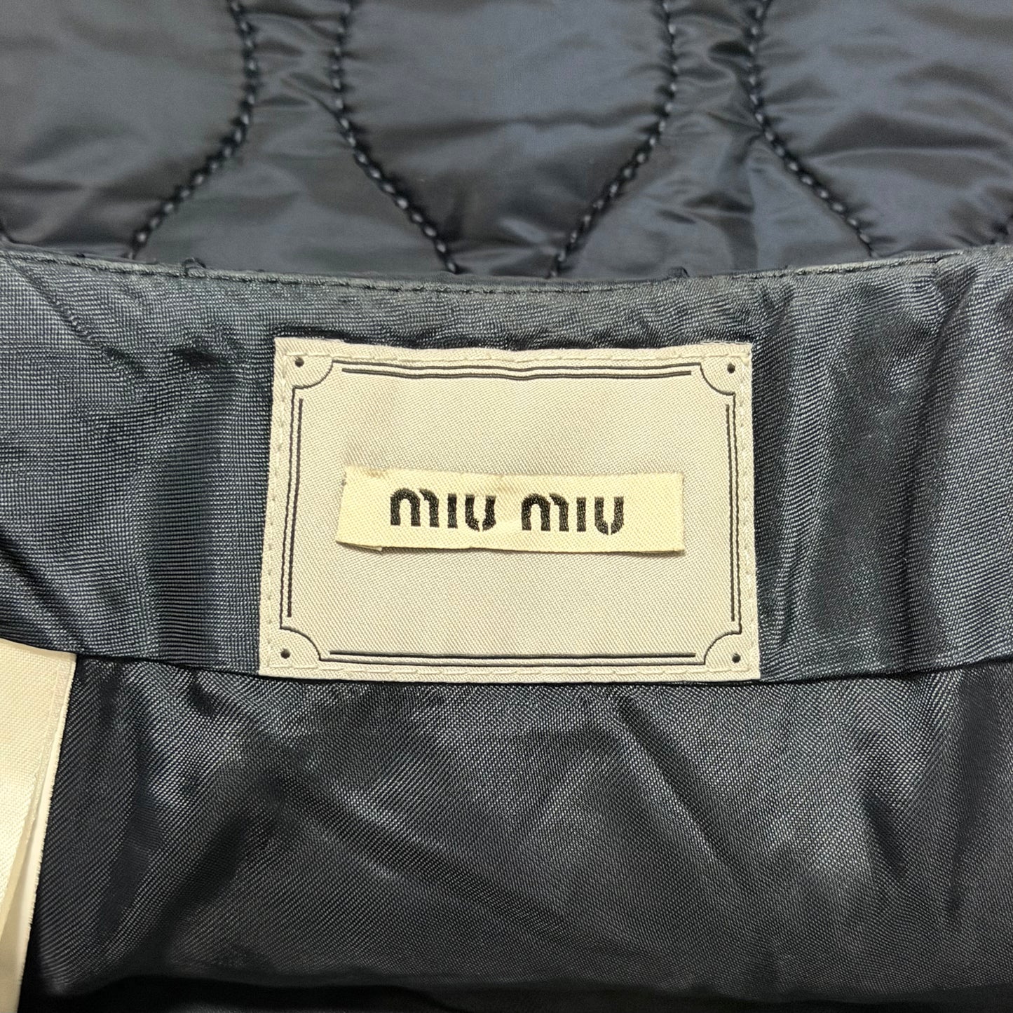 MIU MIU Fall Winter 2014 Quilted Nylon Mini Skirt