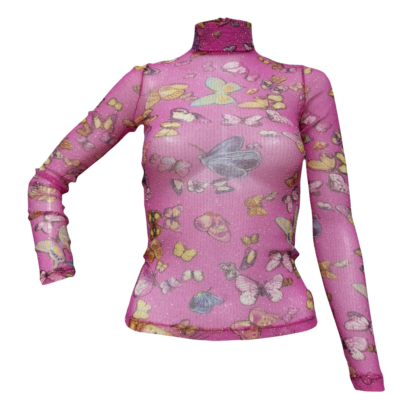 D&G Fall Winter 2000 Butterfly Print Sheer Lurex Top