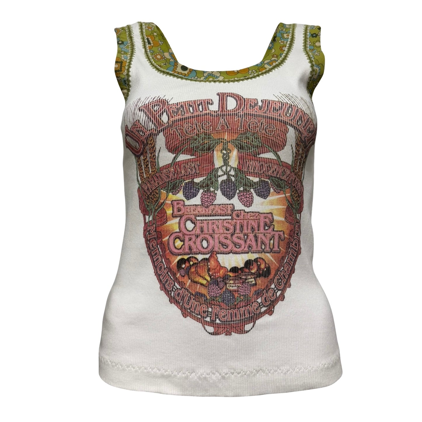 D&G Vintage “Breakfast Chez Christine Croissant” Graphic Ribbed Tank Top