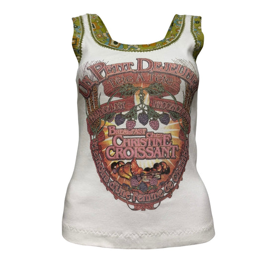 D&G Vintage “Breakfast Chez Christine Croissant” Graphic Ribbed Tank Top