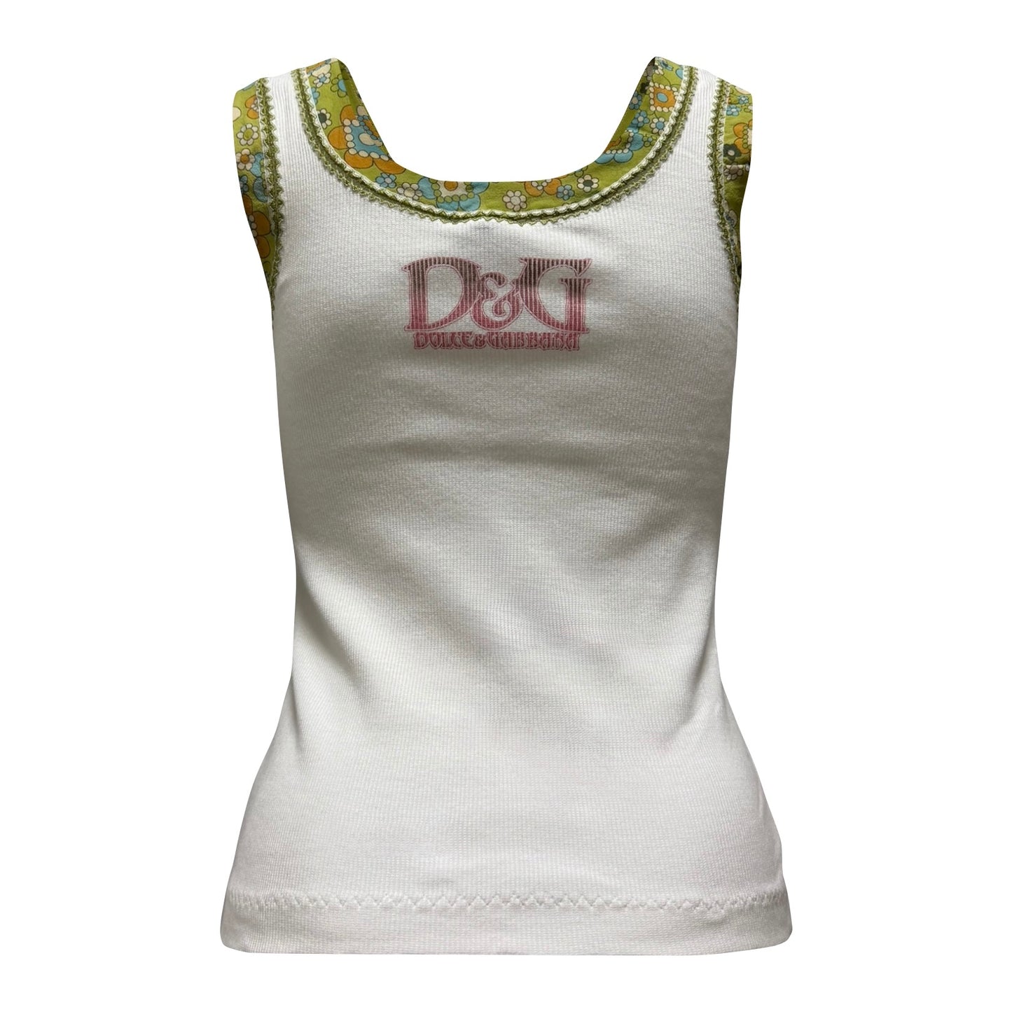 D&G Vintage “Breakfast Chez Christine Croissant” Graphic Ribbed Tank Top