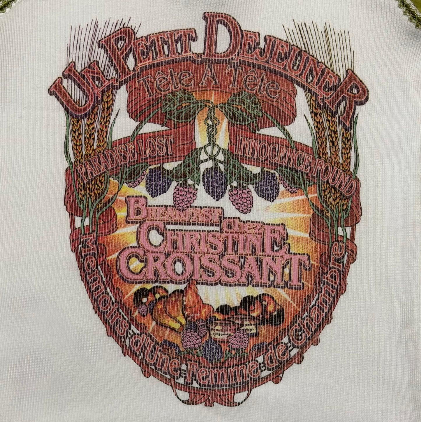 D&G Vintage “Breakfast Chez Christine Croissant” Graphic Ribbed Tank Top