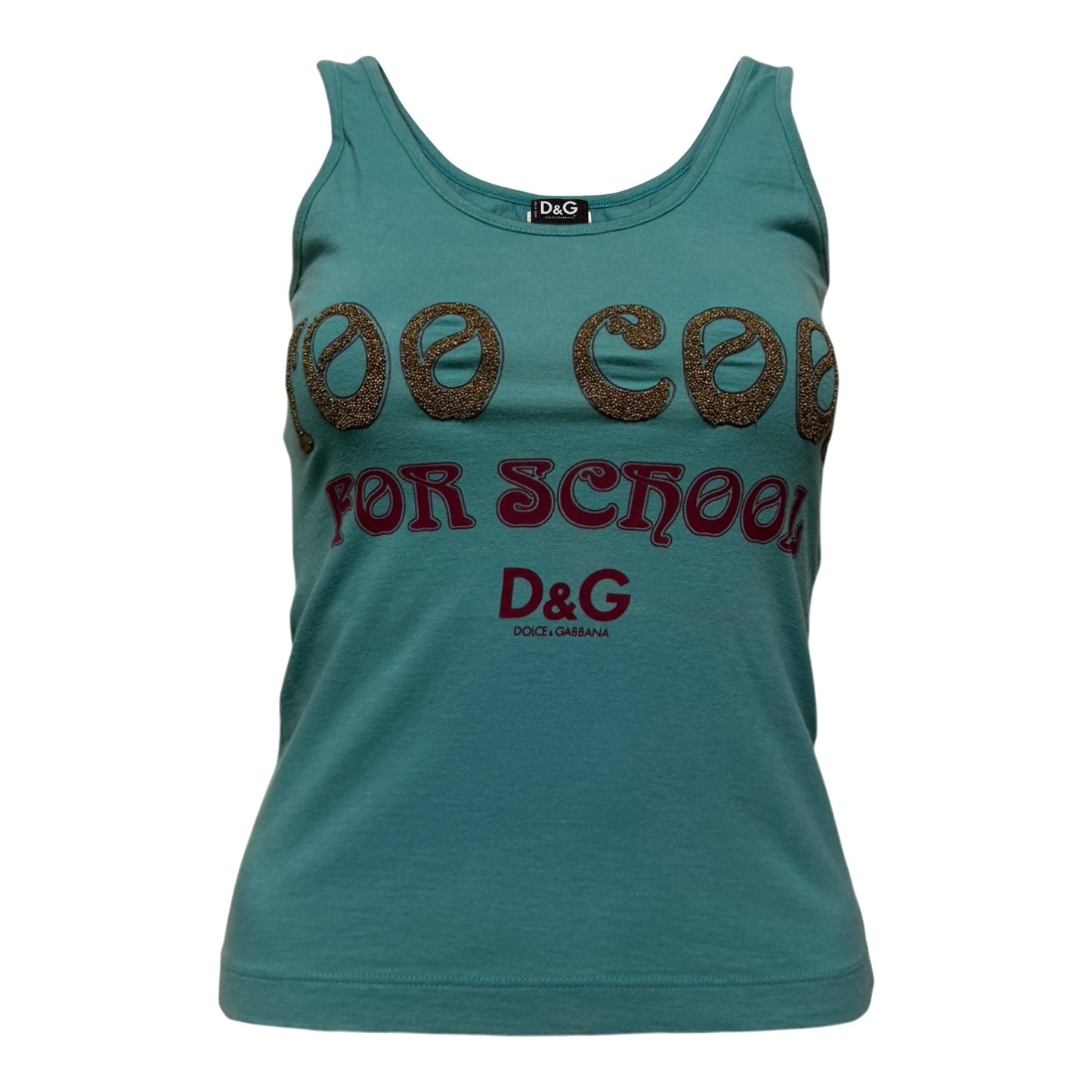 D&G "TOO COOL FOR SCHOOL" Open-Back Logo Tank Top