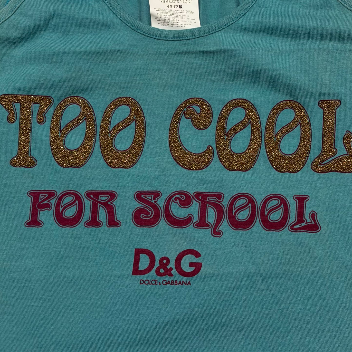 D&G "TOO COOL FOR SCHOOL" Open-Back Logo Tank Top