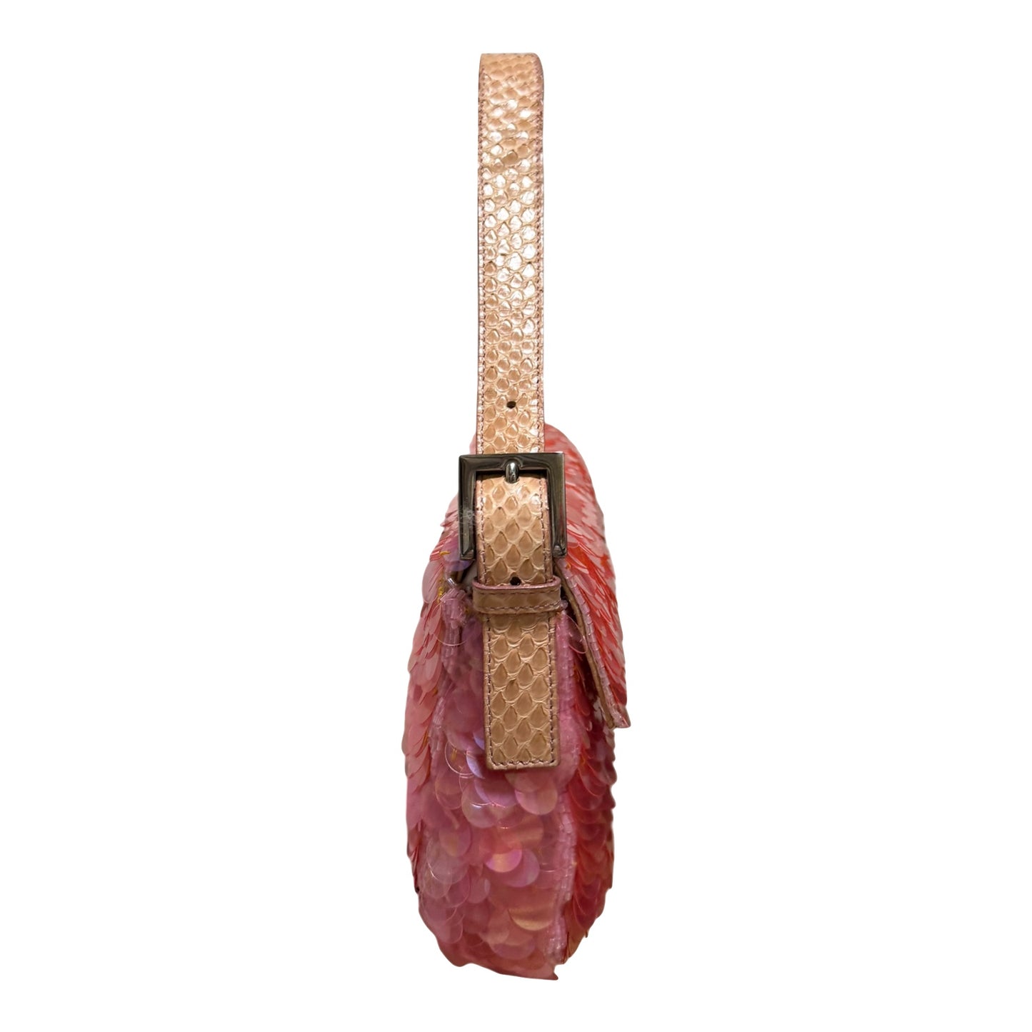FENDI 1998 Vintage Iridescent Sequin Baguette with Python Trim