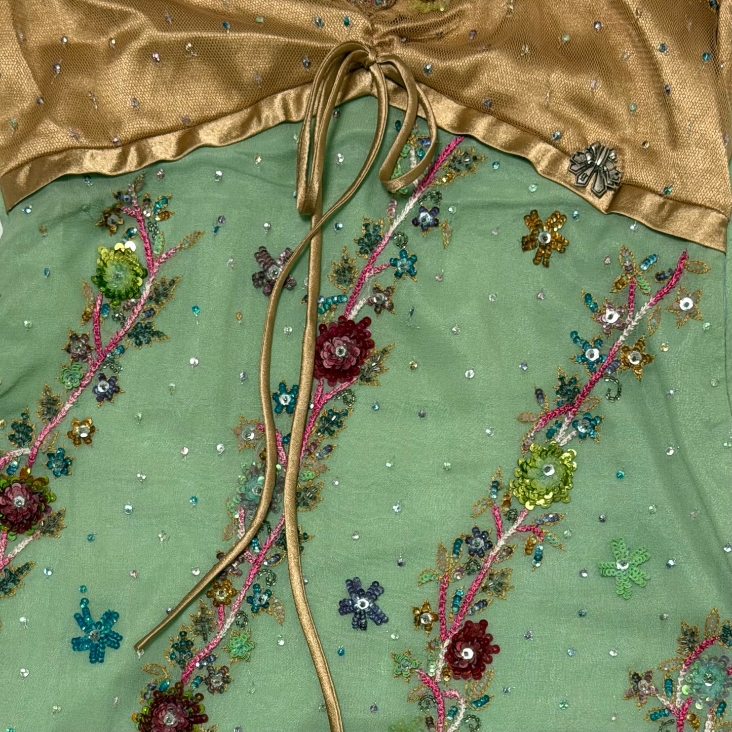 JOHN GALLIANO Spring Summer 2005 Embroidered Silk Midi Dress