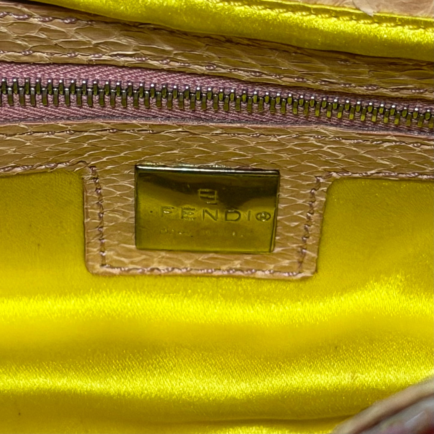 FENDI 1998 Vintage Iridescent Sequin Baguette with Python Trim