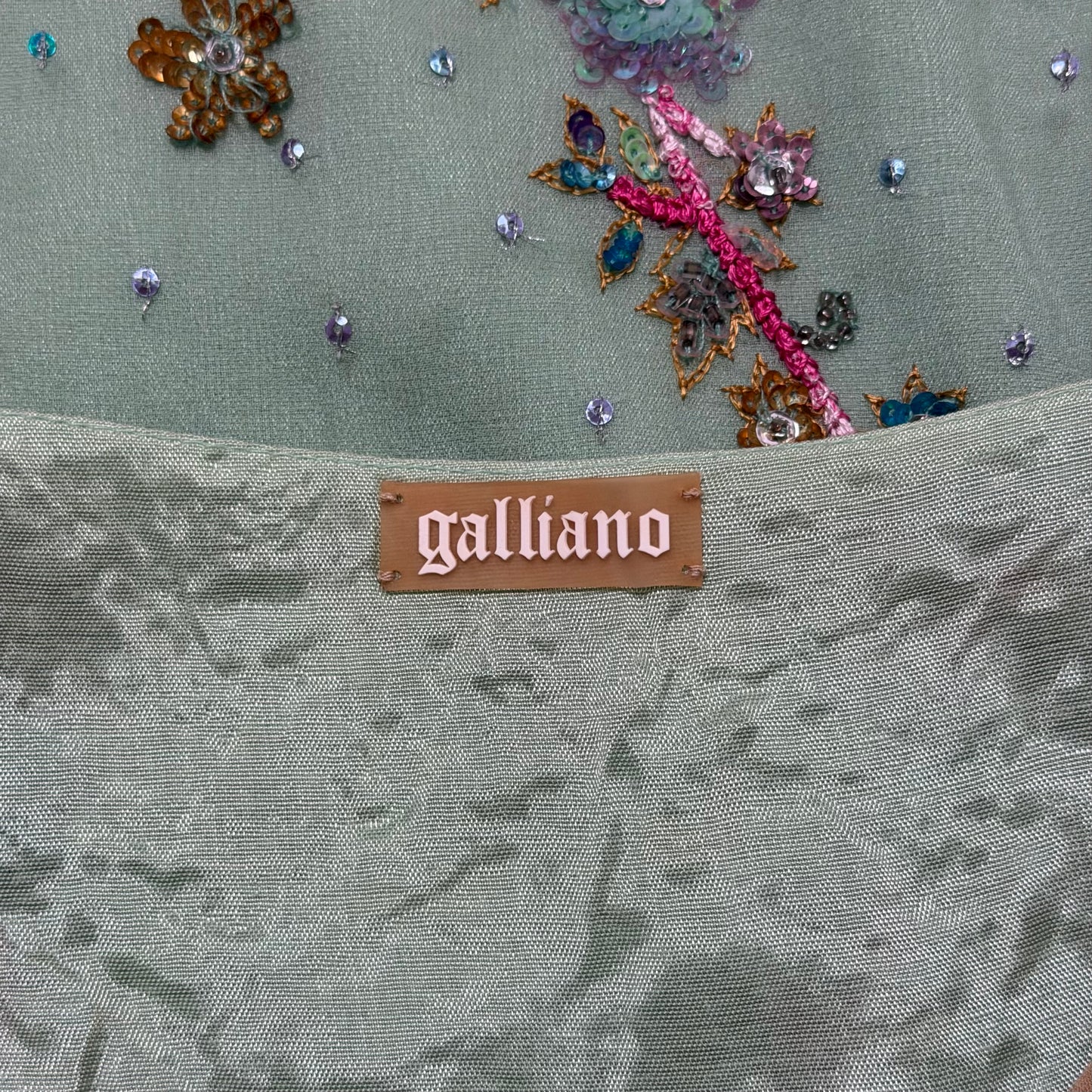 JOHN GALLIANO Spring Summer 2005 Embroidered Silk Midi Dress