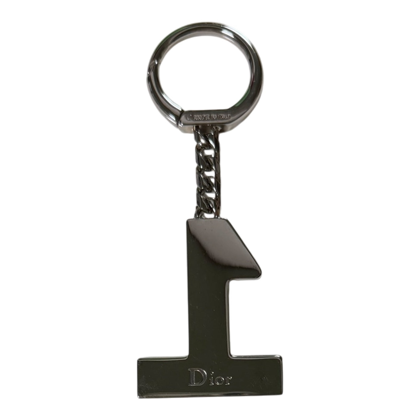 CHRISTIAN DIOR Vintage Crystal Pavé “1” Charm Key Ring