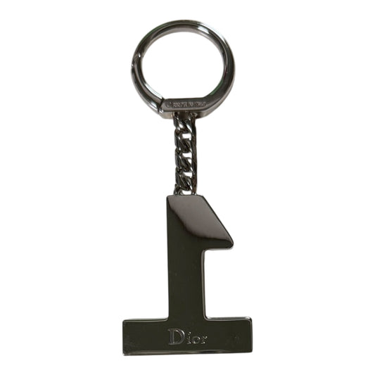 CHRISTIAN DIOR Vintage Crystal Pavé “1” Charm Key Ring