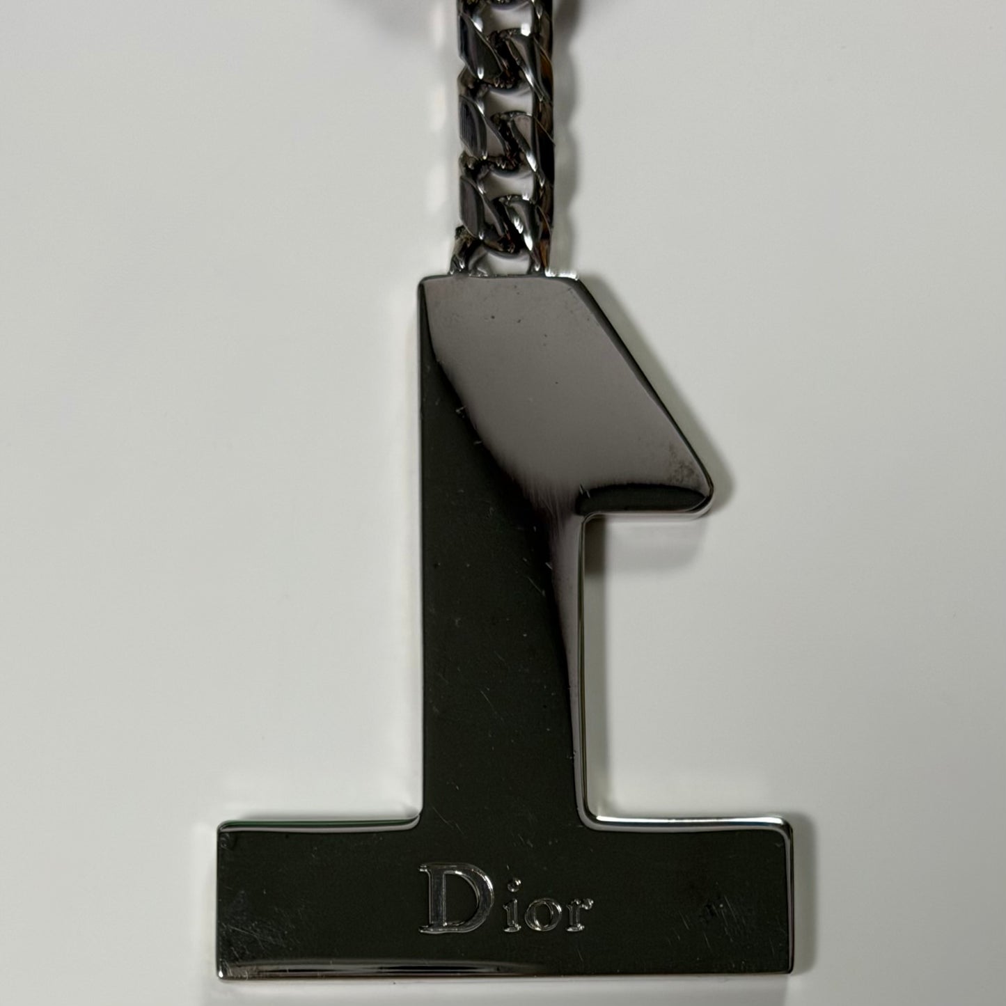 CHRISTIAN DIOR Vintage Crystal Pavé “1” Charm Key Ring
