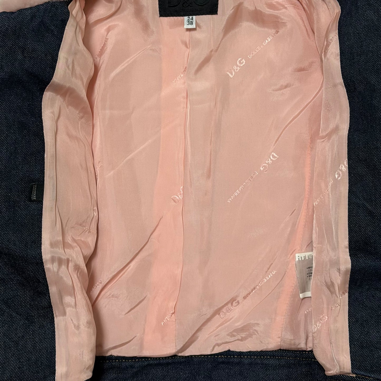 D&G Fall Winter 1999 Pink Fur & Denim Cropped Jacket