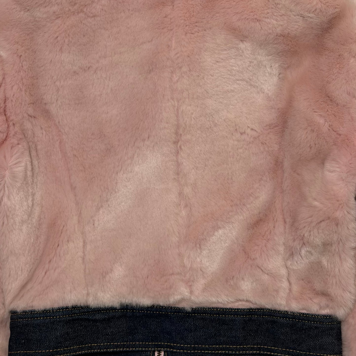 D&G Fall Winter 1999 Pink Fur & Denim Cropped Jacket
