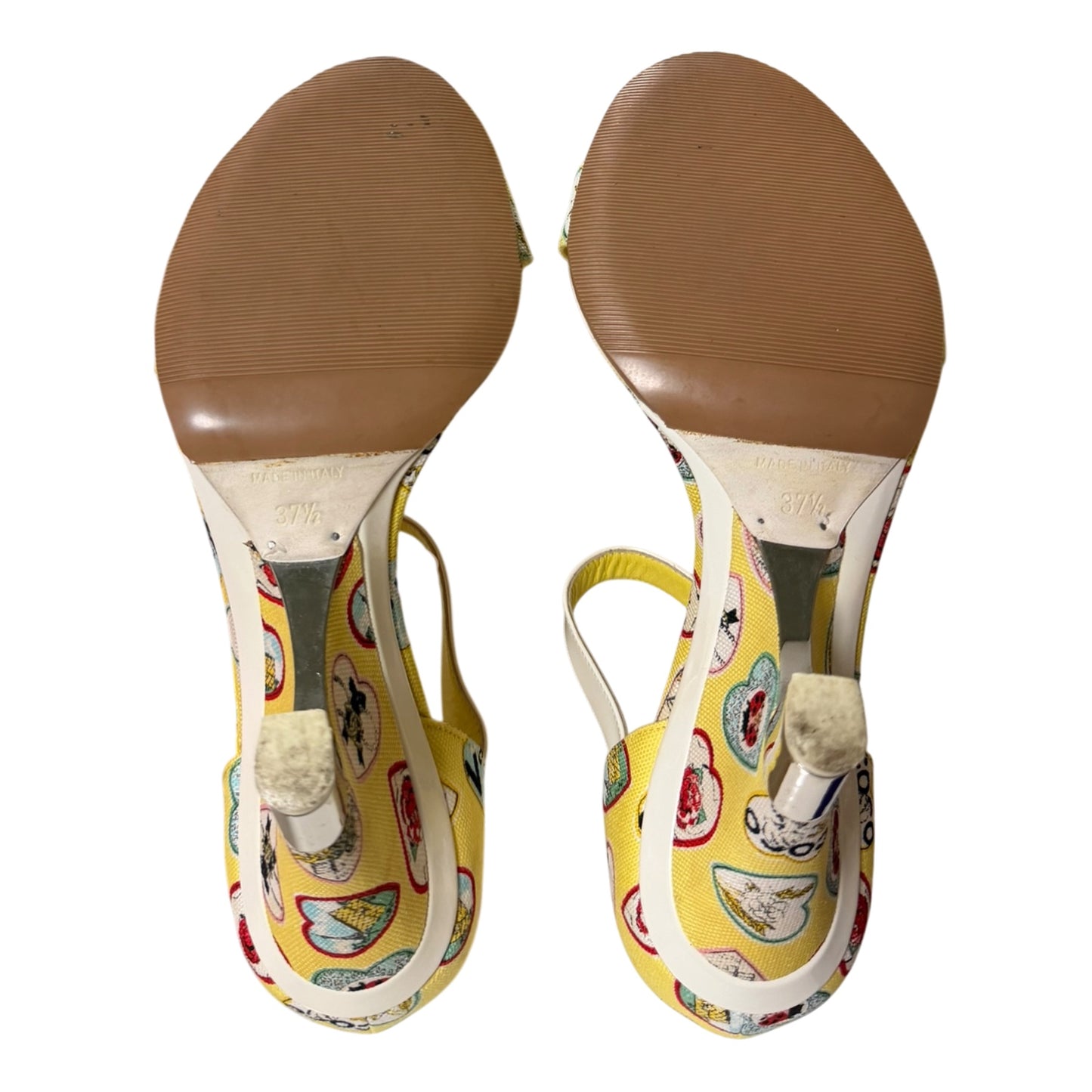 CHANEL Spring 2006 Valentine Heart Print Canvas Sandals