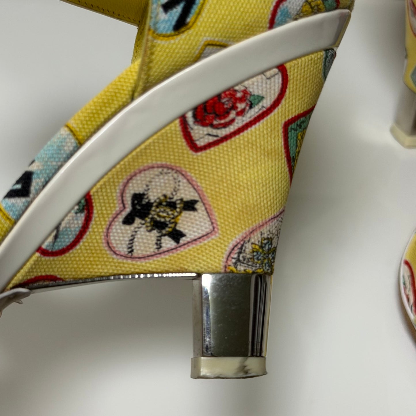 CHANEL Spring 2006 Valentine Heart Print Canvas Sandals