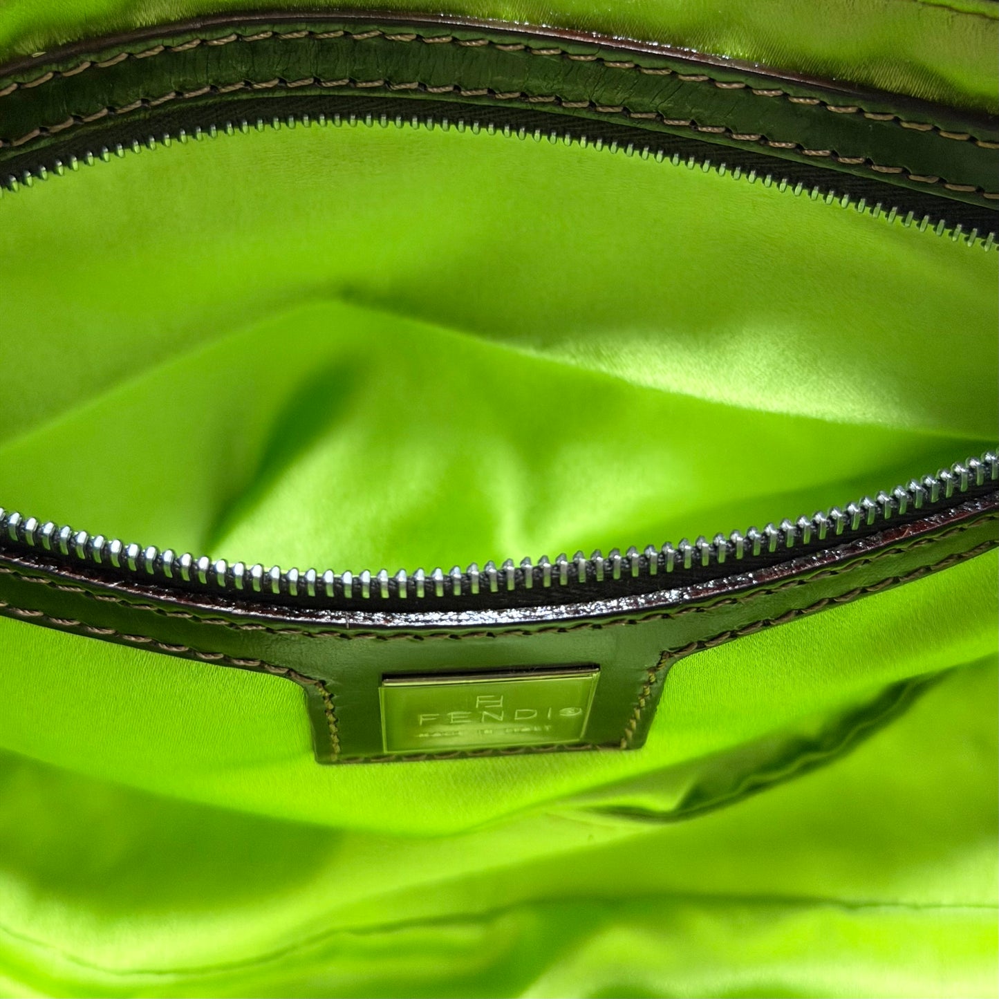 FENDI Vintage Zucca Flower Embroidered Baguette Bag