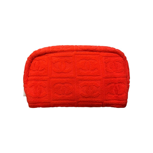 CHANEL Sport Spring Summer 2002 CC Embossed Jacquard Terry Cloth Pouch