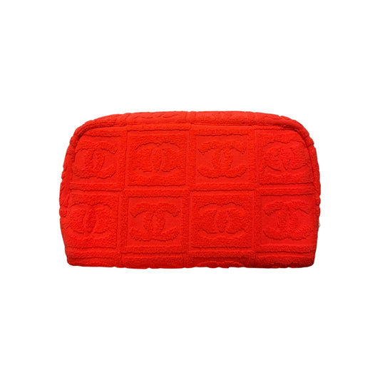 CHANEL Sport Spring Summer 2002 CC Embossed Jacquard Terry Cloth Pouch