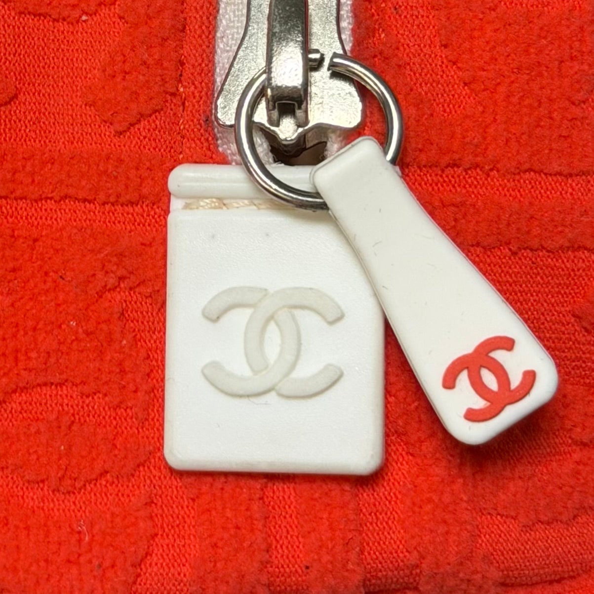 CHANEL Sport Spring Summer 2002 CC Embossed Jacquard Terry Cloth Pouch