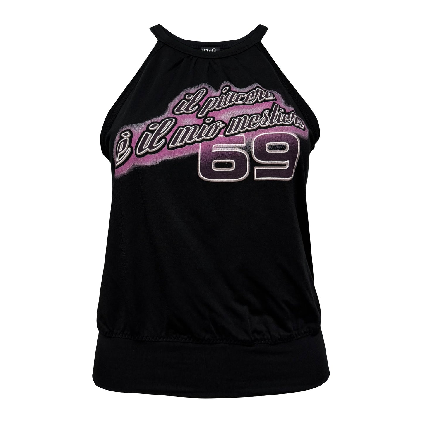 D&G Vintage “il piacere è il mio mestiere 69” Halter Neck Tank Top