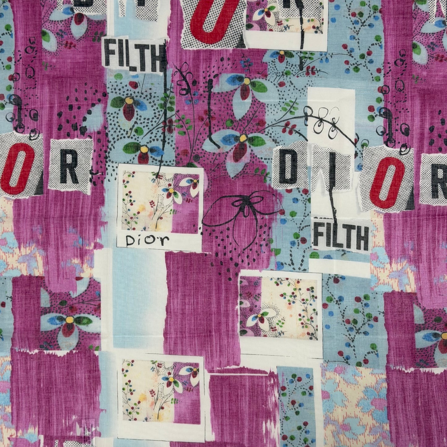 CHRISTIAN DIOR Spring Summer 2003 "FILTH" Print Cotton Scarf