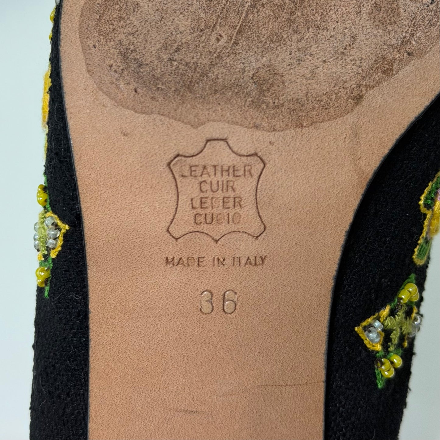 FENDI Vintage Floral Embroidered Beaded Mules