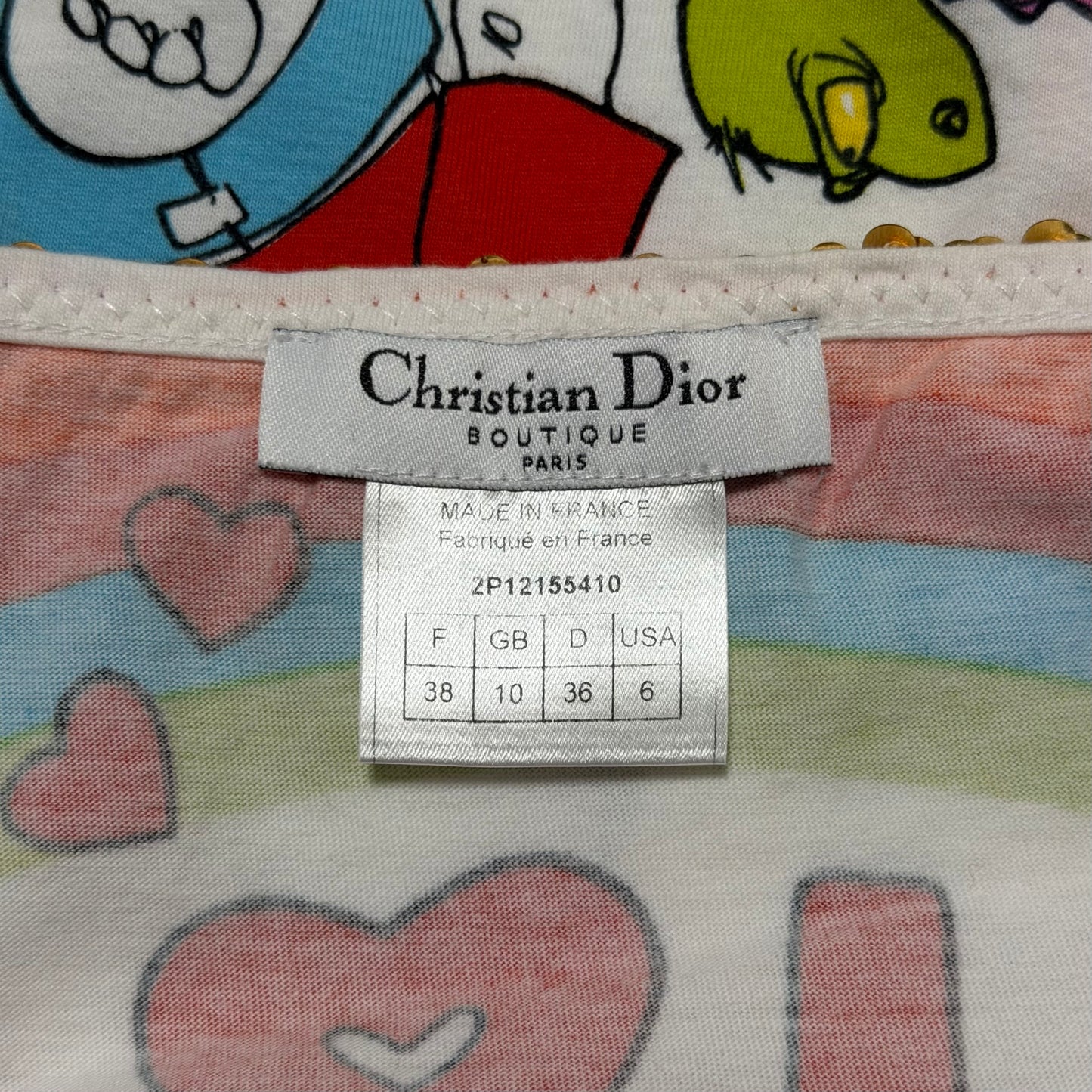 CHRISTIAN DIOR Spring Summer 2002 Rainbow Cartoon Print “DIOR” Camisole