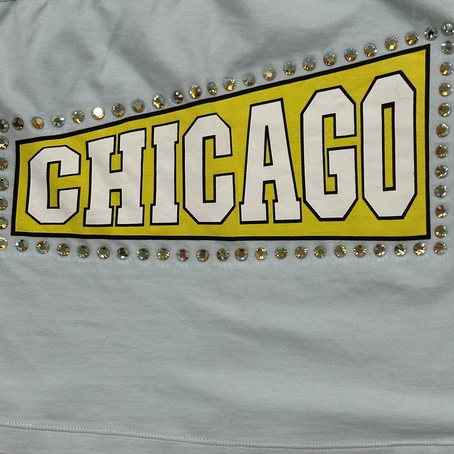D&G "CHICAGO" Print Rhinestone One Shoulder Top