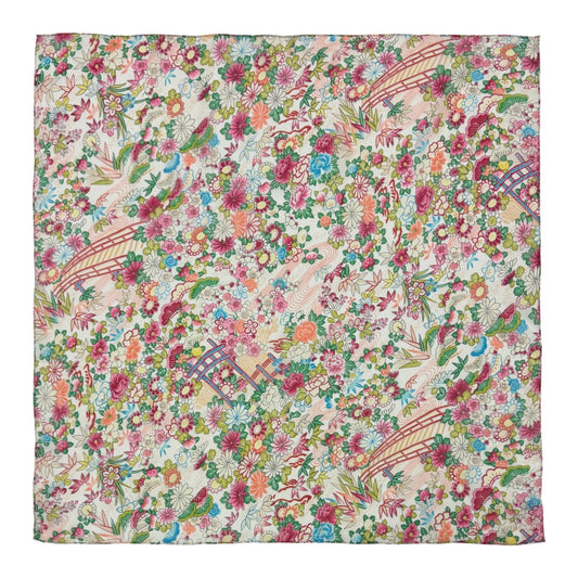 CHRISTIAN DIOR Spring Summer 2002 Japanese Floral Print Silk Chiffon Scarf