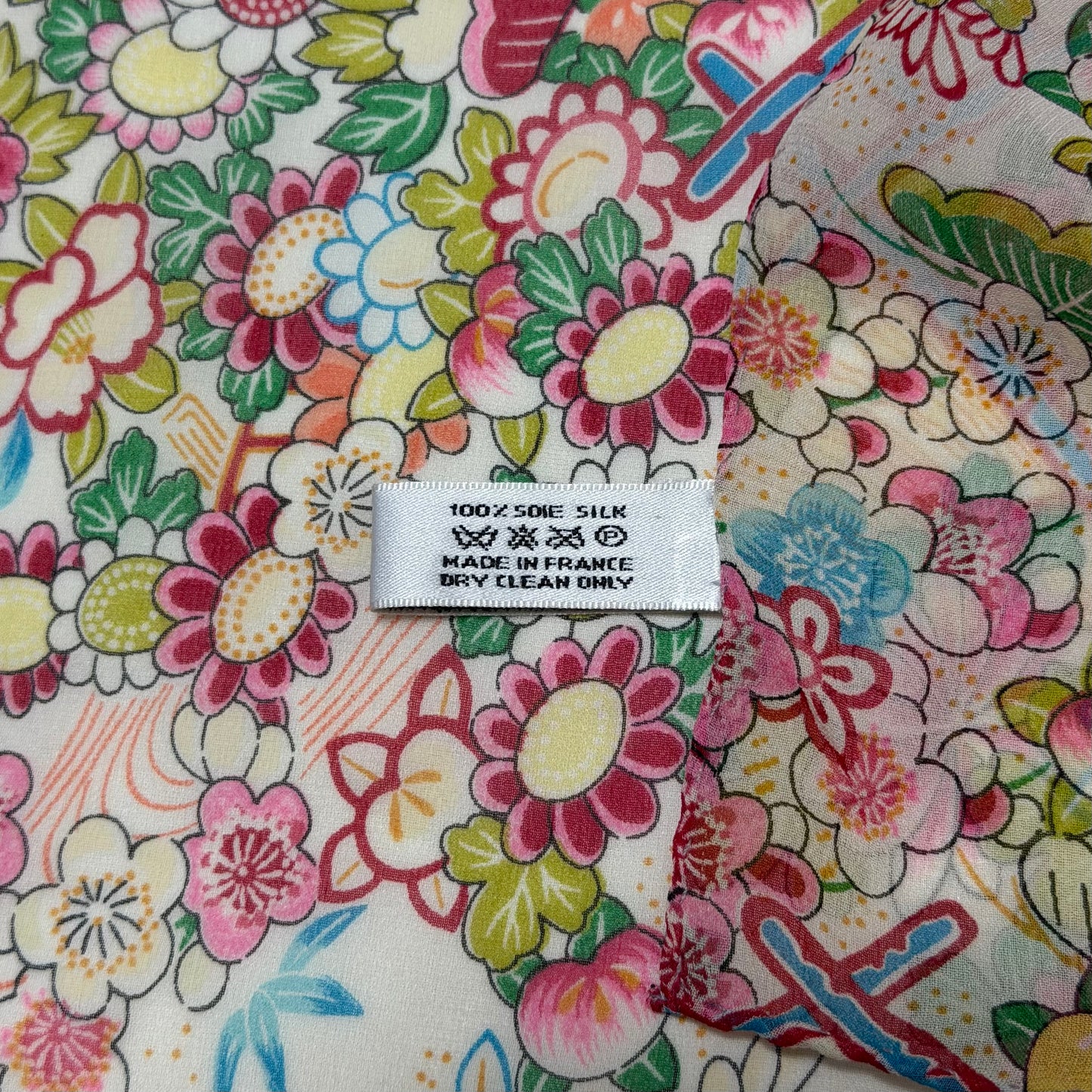CHRISTIAN DIOR Spring Summer 2002 Japanese Floral Print Silk Chiffon Scarf