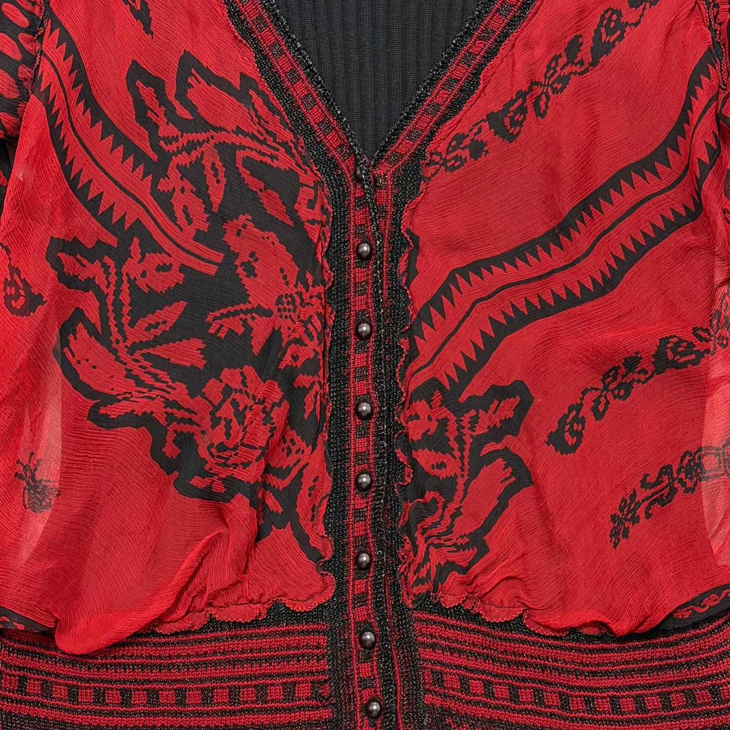 JEAN PAUL GAULTIER Vintage Silk Chiffon Knit Button-Up Cardigan