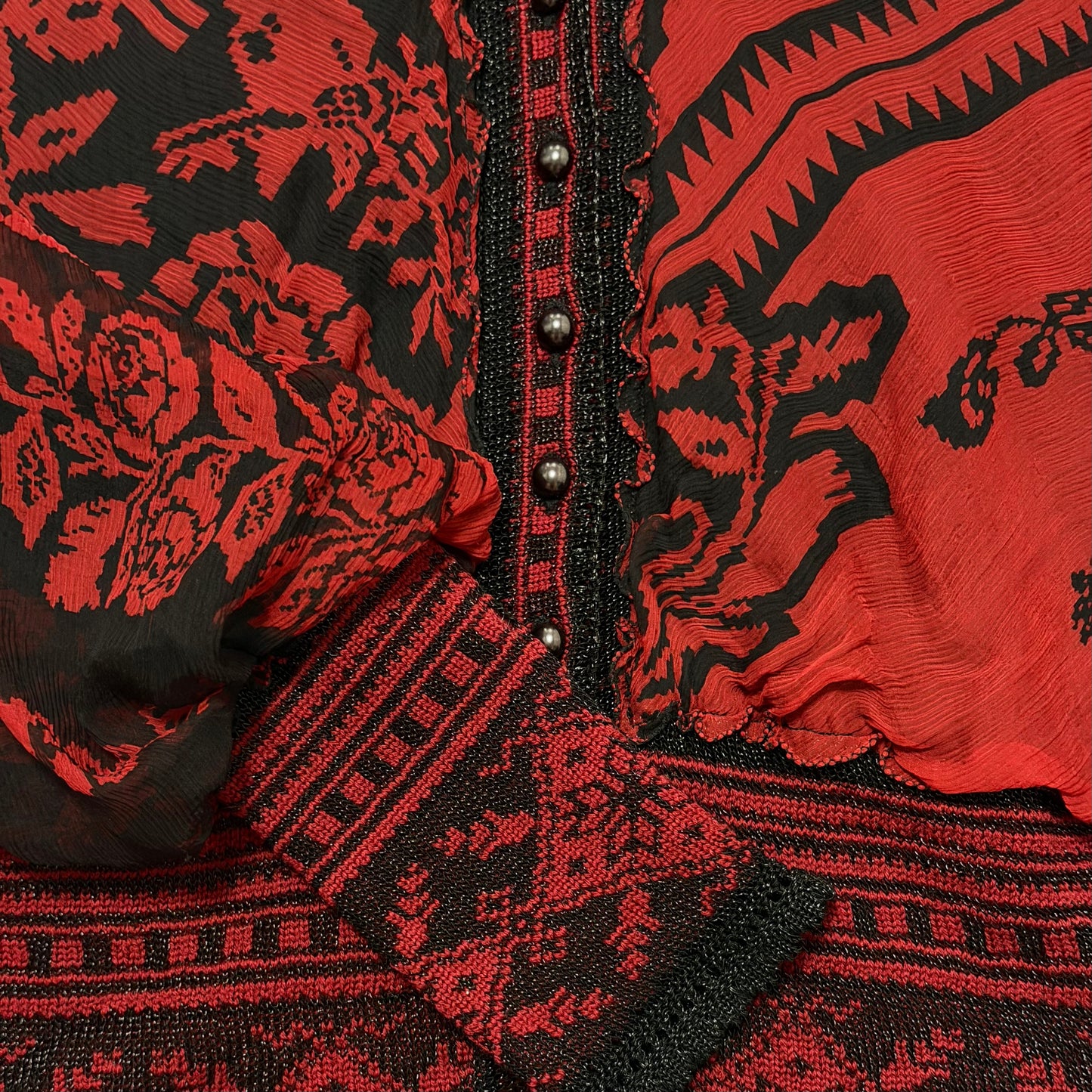JEAN PAUL GAULTIER Vintage Silk Chiffon Knit Button-Up Cardigan