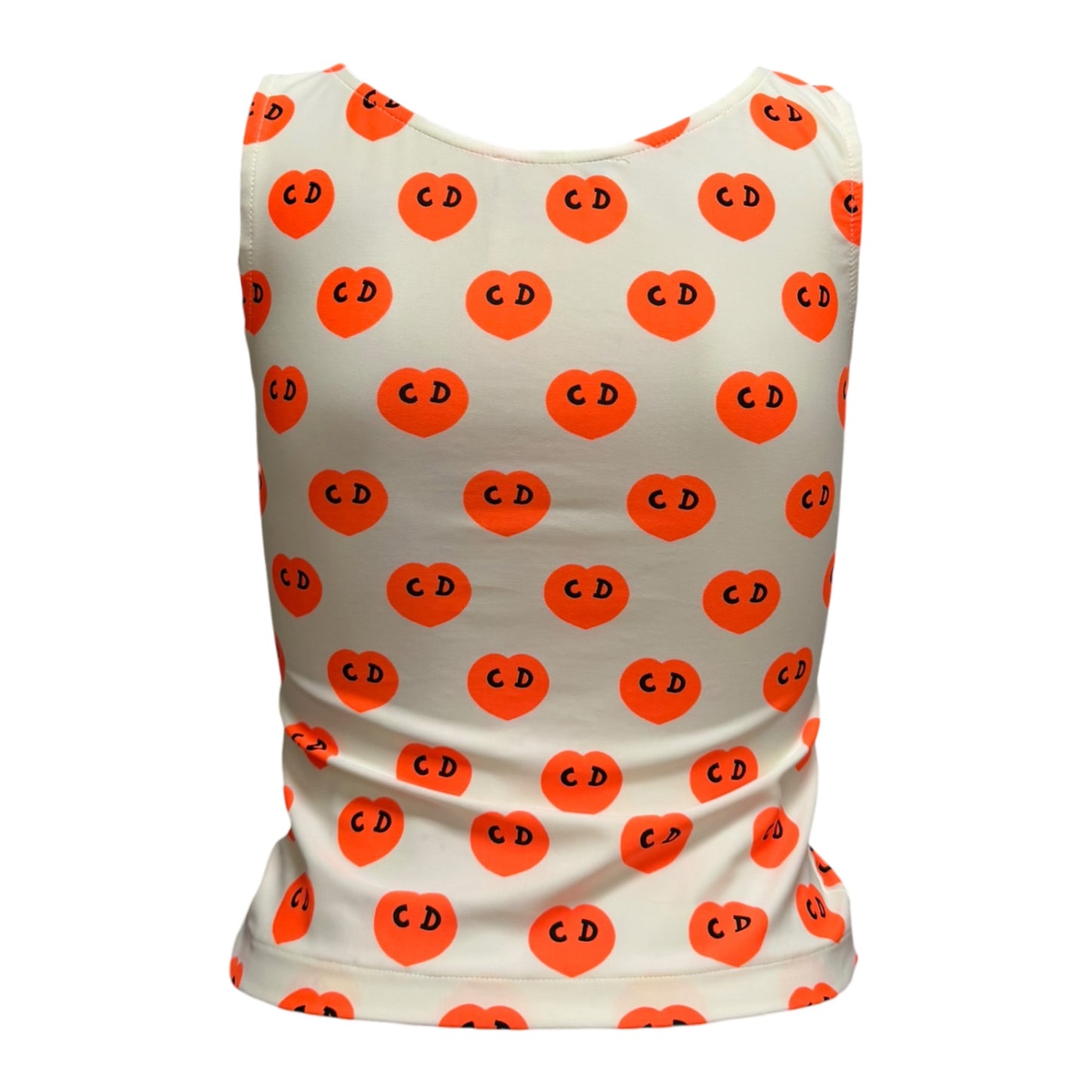 CHRISTIAN DIOR Spring Summer 2002 CD Logo Heart Print Ruched Tank Top