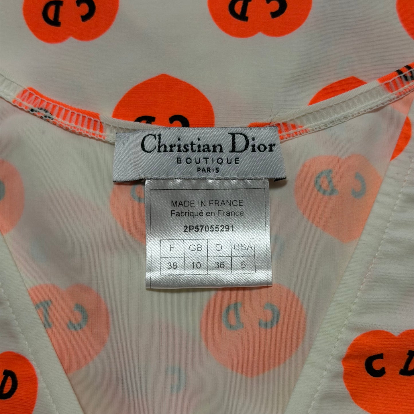 CHRISTIAN DIOR Spring Summer 2002 CD Logo Heart Print Ruched Tank Top
