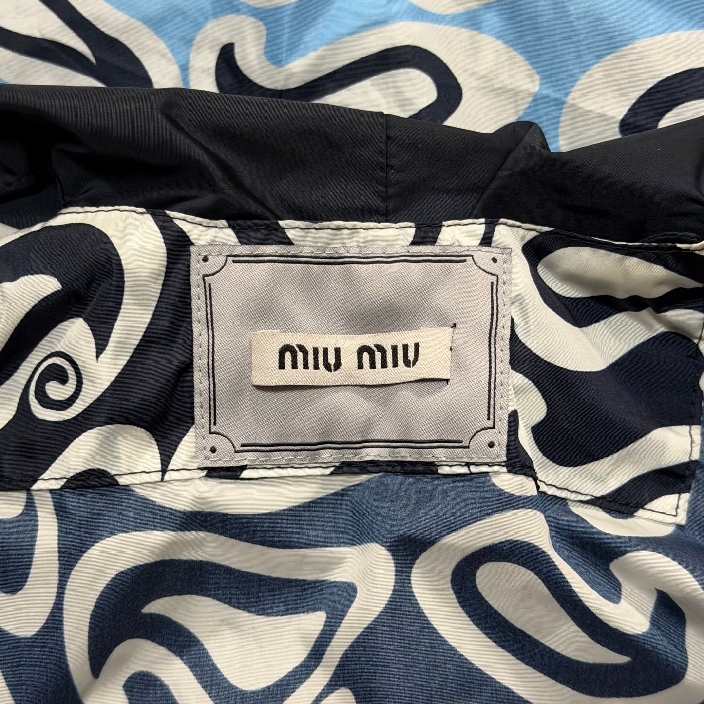 MIU MIU 2015 Cruise Collection Nylon Abstract Swirl Print Hooded Zip-Up Jacket