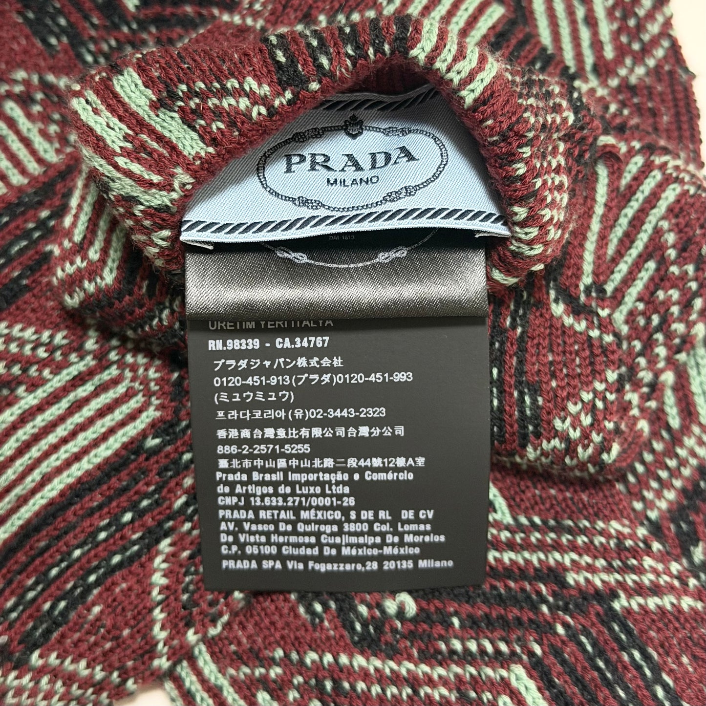 PRADA Fall Winter 2021 Long Jacquard Wool Gloves with Circle Zip Pouch