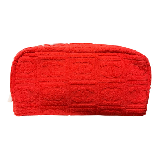 CHANEL Sport Spring Summer 2002 CC Embossed Jacquard Terry Cloth Pouch