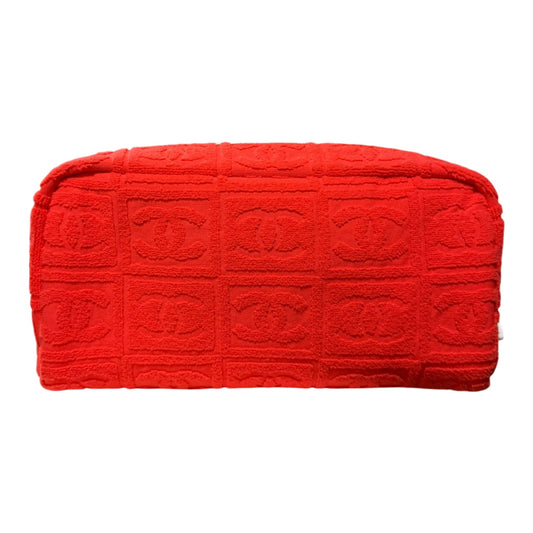 CHANEL Sport Spring Summer 2002 CC Embossed Jacquard Terry Cloth Pouch