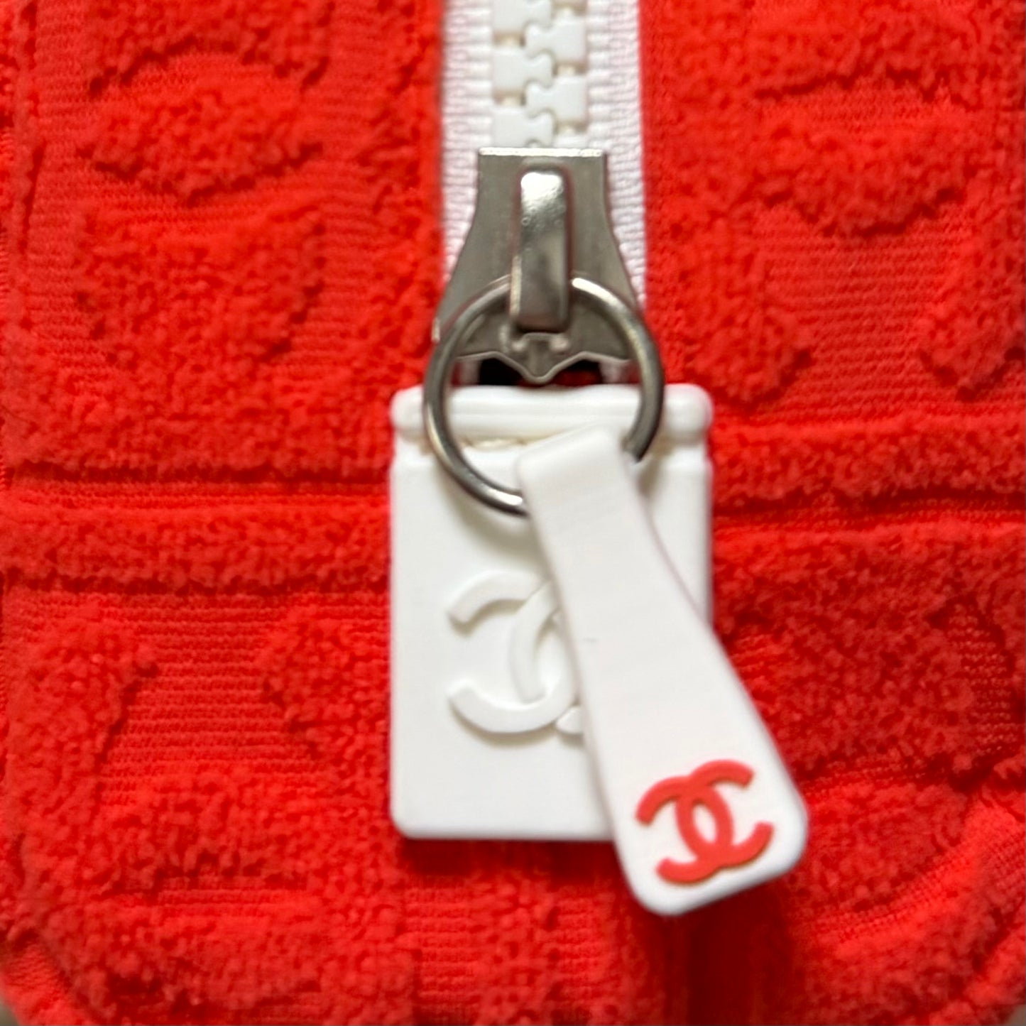 CHANEL Sport Spring Summer 2002 CC Embossed Jacquard Terry Cloth Pouch
