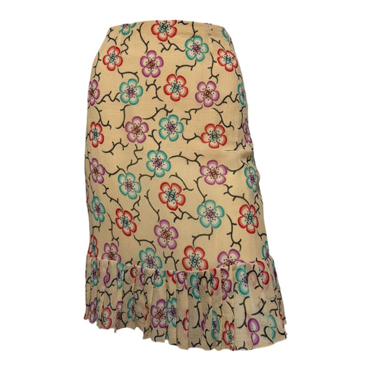 CHANEL Spring 2001 Floral Print Pleated Hem Skirt