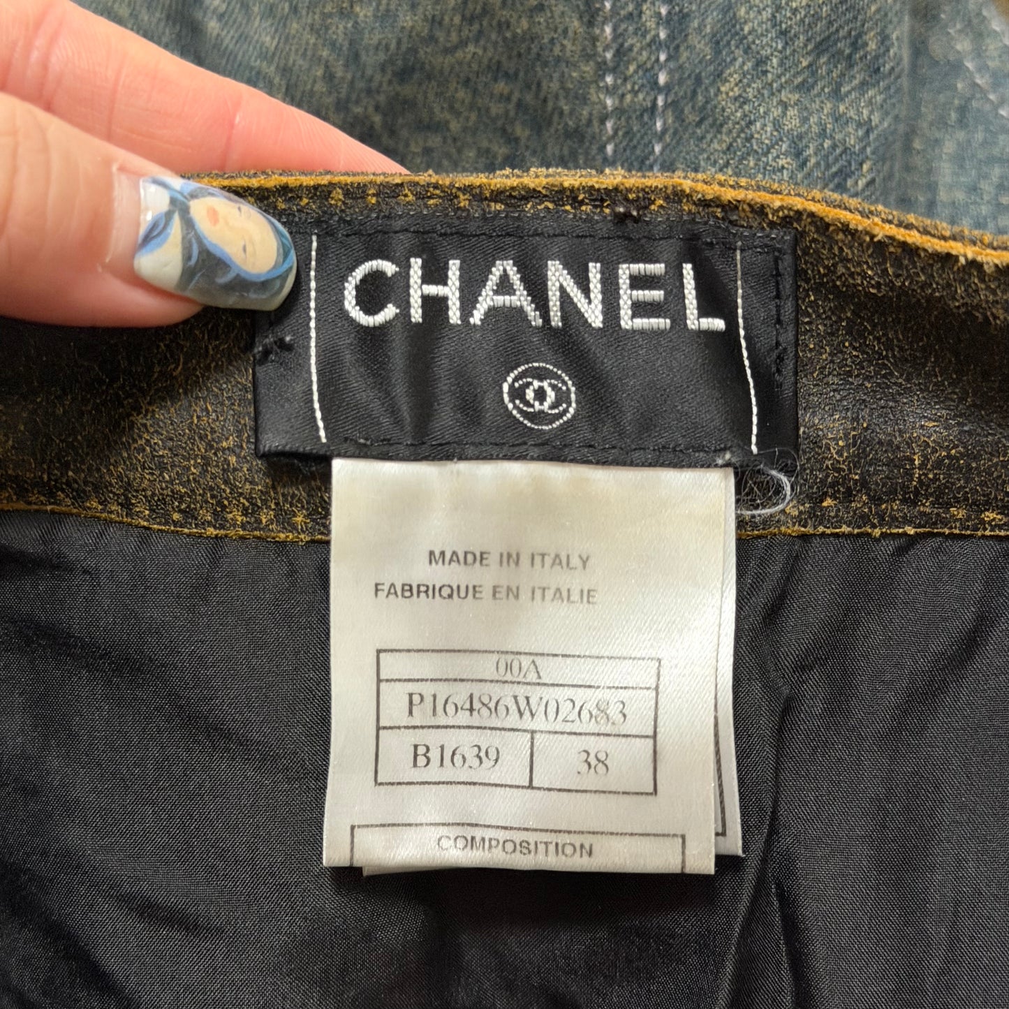 CHANEL Fall Winter 2000 Leather × Denim Hybrid Shorts