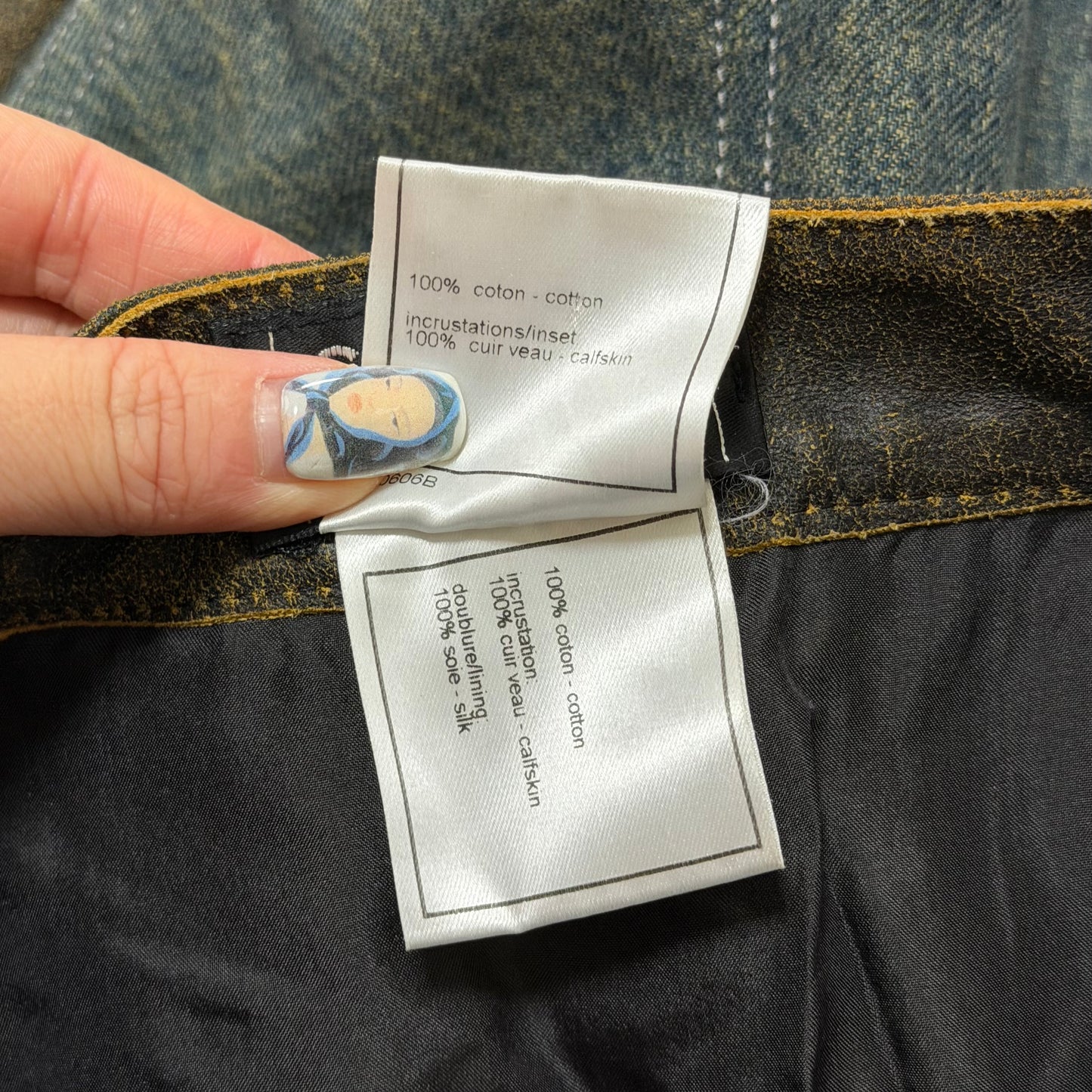 CHANEL Fall Winter 2000 Leather × Denim Hybrid Shorts