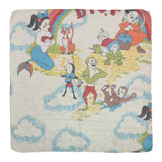 CHRISTIAN DIOR Spring Summer 2002 Rainbow Cartoon Print Silk Scarf