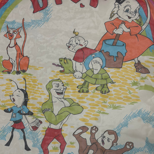 CHRISTIAN DIOR Spring Summer 2002 Rainbow Cartoon Print Silk Scarf