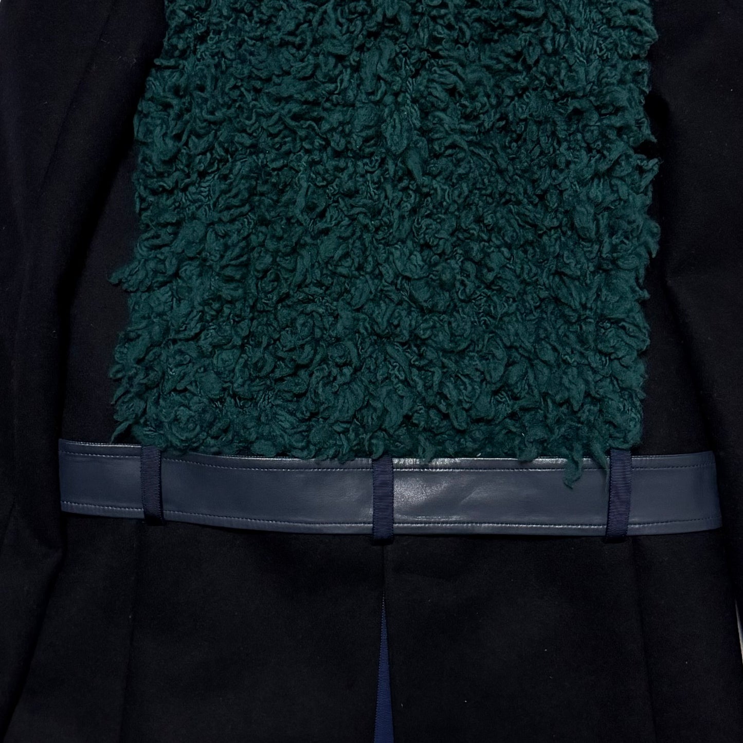 SACAI Fall Winter 2013 Shearling Vest Layered Knee-Length Coat