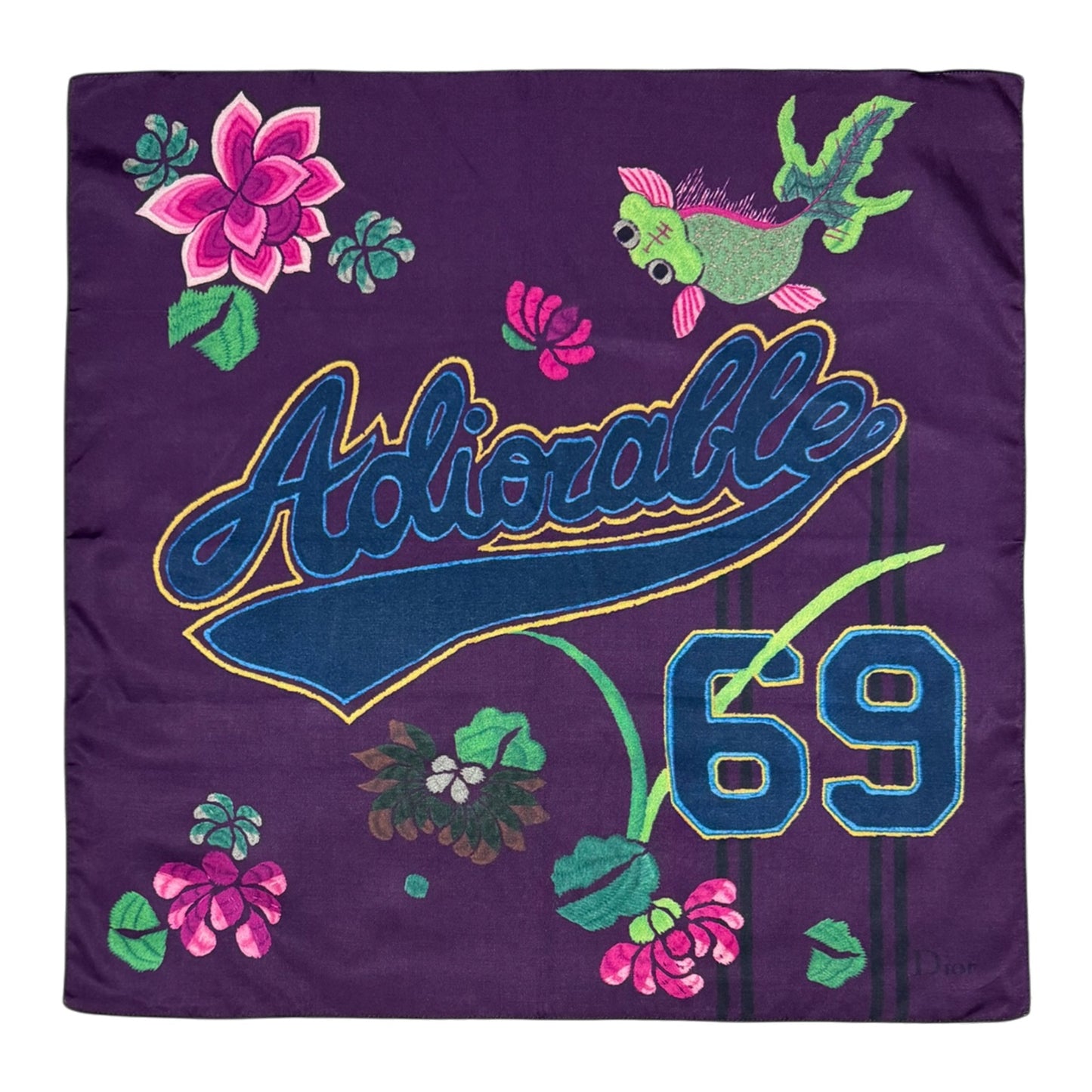 CHRISTIAN DIOR Fall 2003 Adiorable 69 Floral Embroidery-Effect Silk Scarf