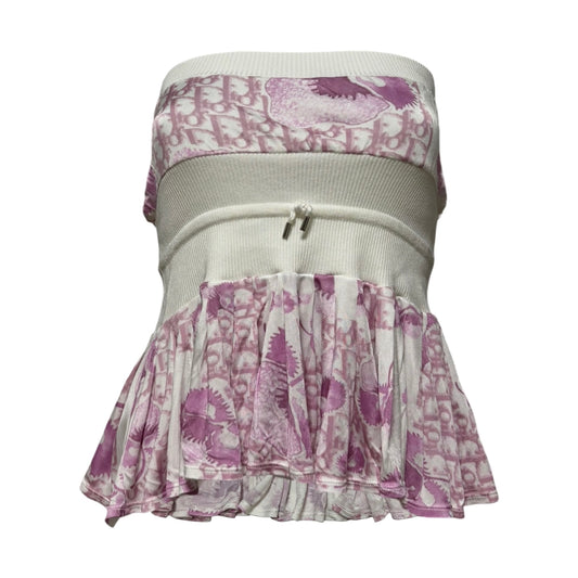 CHRISTIAN DIOR Spring 2005 Floral Trotter Peplum Tube Top