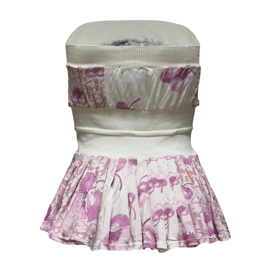 CHRISTIAN DIOR Spring 2005 Floral Trotter Peplum Tube Top
